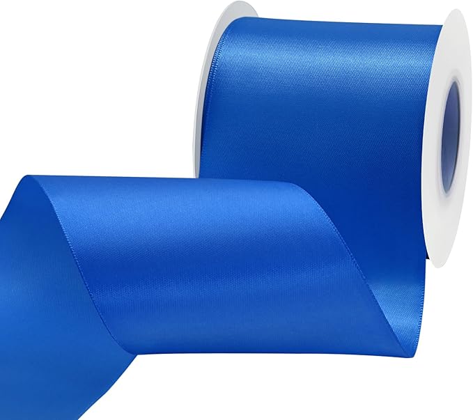 LEEQE Royal Blue Satin Ribbon 3 inch X 15 Yards Polyester Ribbon for Gift Wrapping Very Suitable for Weddings Party Hair Bow Invitation Decorations and More