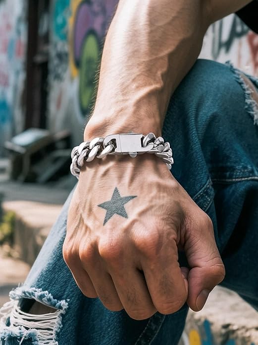 Richsteel 5/7/9/12mm Wide Miami Cuban Link Chain Bracelet for Men Women,Stainless Steel/Gold/Black Plated,7.4/8.2/9 Inch Length,Hip Hop Urban Street-wear Jewelry(Gift Wrapped)