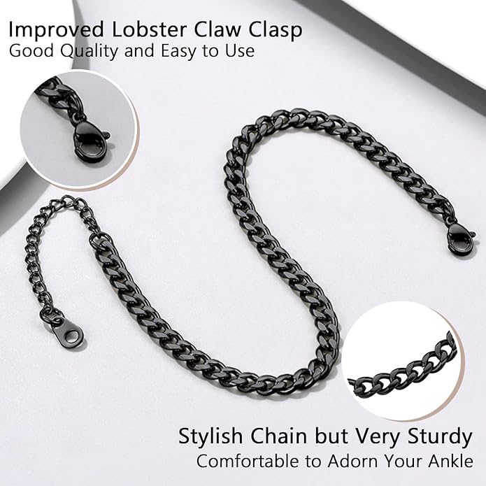 PROSTEEL Stainless Steel Chain Anklets for Women, Silver/Gold Tone, Ankle Bracelets Hypoallergenic, 8-10.5 Inch Adjustable, Come with Box