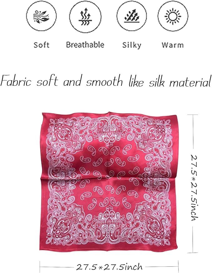 Hioyiwse Satin Bandanas Head Scarf For Women Hair Scarves Accessories Lightweight Fashion Wrap Neck Silk Sleeping Headscarf