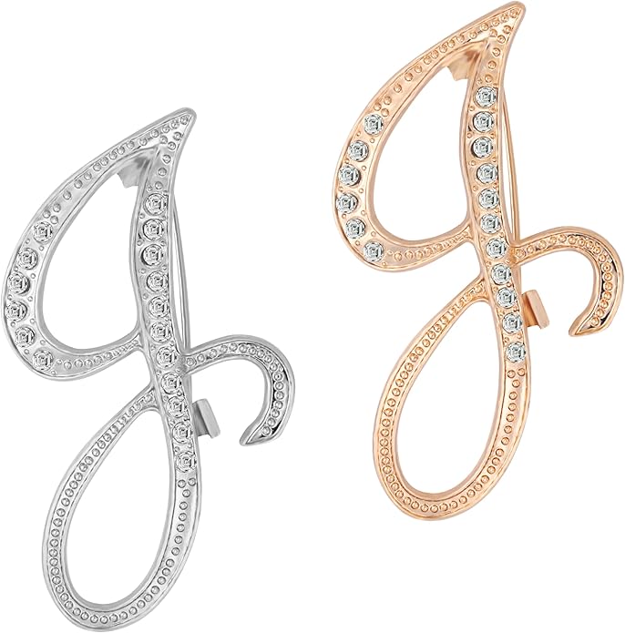 HAFILO 2 pieces initial letter brooch pin for women 26 letters fashion brooches collar pins for clothes Dress hat bulk