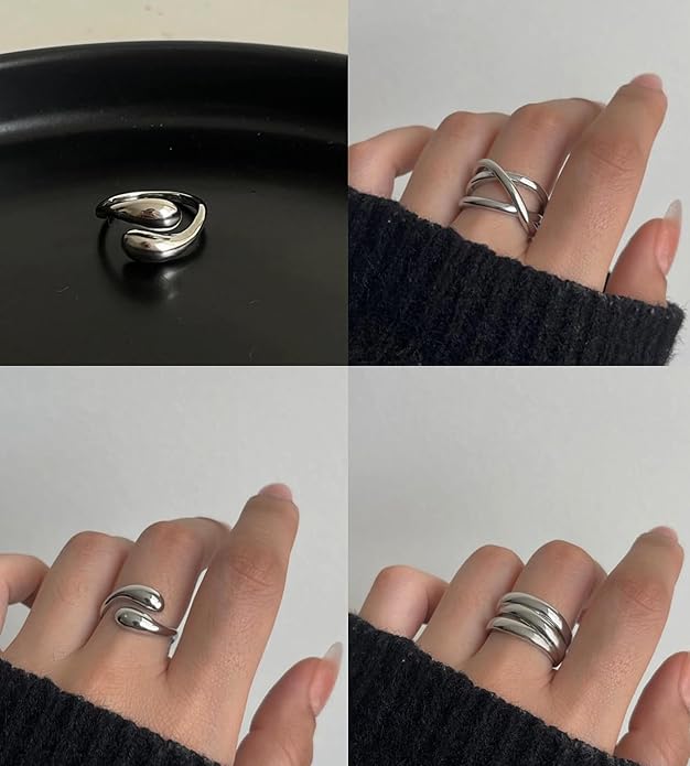 YEEZII Chunky Gold Rings for Women Non Tarnish, 18K Gold Plated Stackable Thumb Ring, Statement Women Rings Set