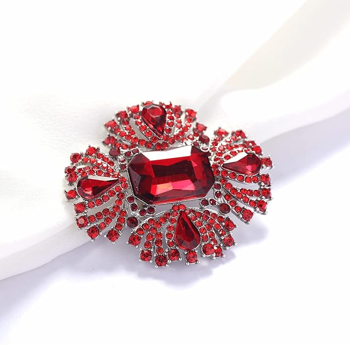 YOQUCOL Vintage Austrian Crystal Rhinestone Flowers Shaped Brooch Pin for Women Girls Lapel Pin for Sweater,Coat Dress Accessories