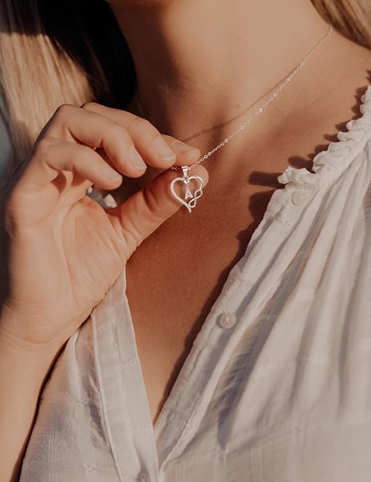 Valentines Day Gifts for Women Hers, Dainty 925 Sterling Silver Infinity Heart Initial Necklace, Letter A-Z Zircon Pendant, Jewelry Gift for Wife
