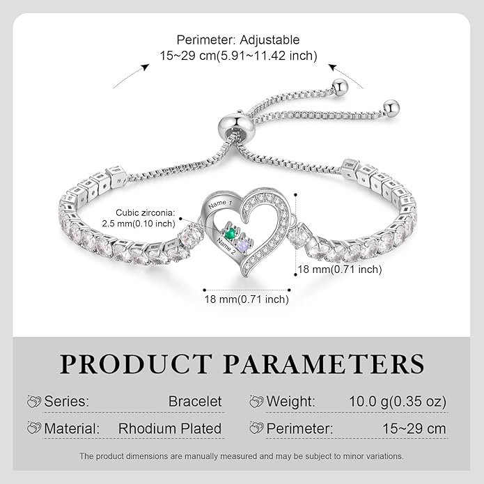 Personalized Name Birthstone Bracelet for Women, Mothers Bracelet with Birthstones, Mothers Day, Christmas, Birthday Gift for Mom Grandma Wife