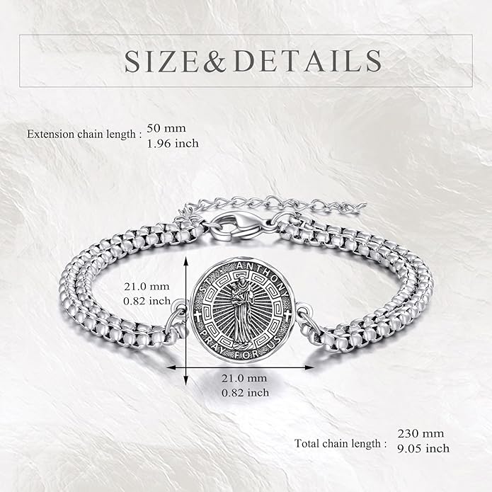 YFN Patron Saint Bracelet Sterling Silver Religious Protector Bracelet Jewelry Gift for Women Men