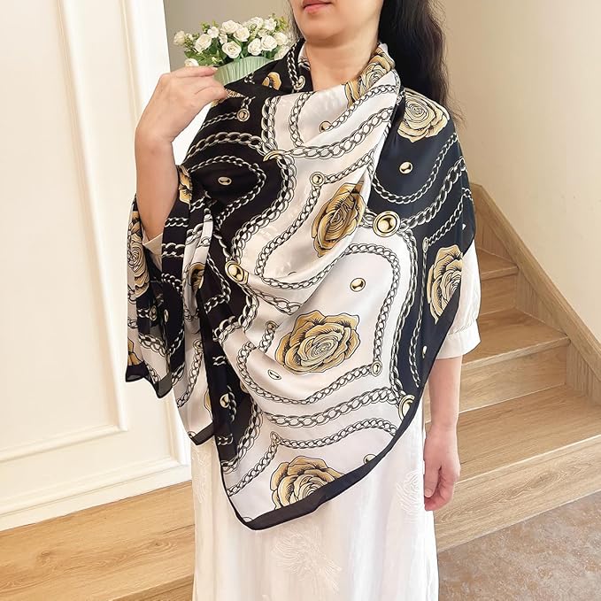 Long Silk Like Scarf Lightweight Satin Scarves Large Sunscreen Shawl Wrap for Women