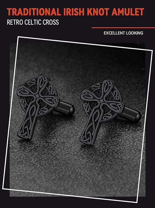 FaithHeart Mens Cufflinks, Norse Viking Tuxedo Shirt Cuff Links, Stainless Steel Cuff Links and Shirt Studs, Gift Box