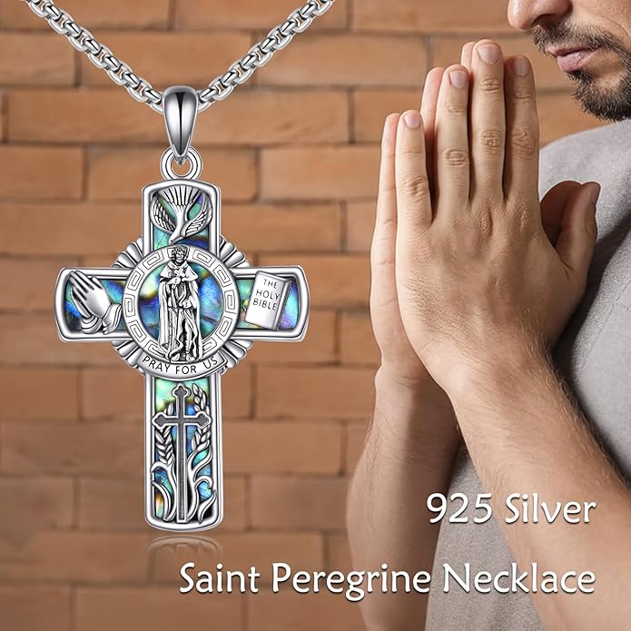 YFN Patron Saint Necklace Sterling Silver Amulet Medal Pendant Religious Protector Jewelry Gifts for Women Men