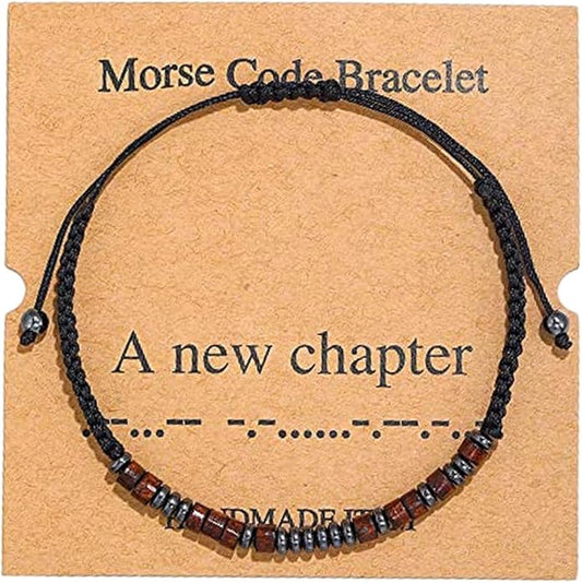 RINTOLER Morse Code Bracelets for Women Men Gifts for Her Best Friend Funny Inspirational Bracelets for Women Jewelry Adjustable Silk Beaded Wrap Bracelet