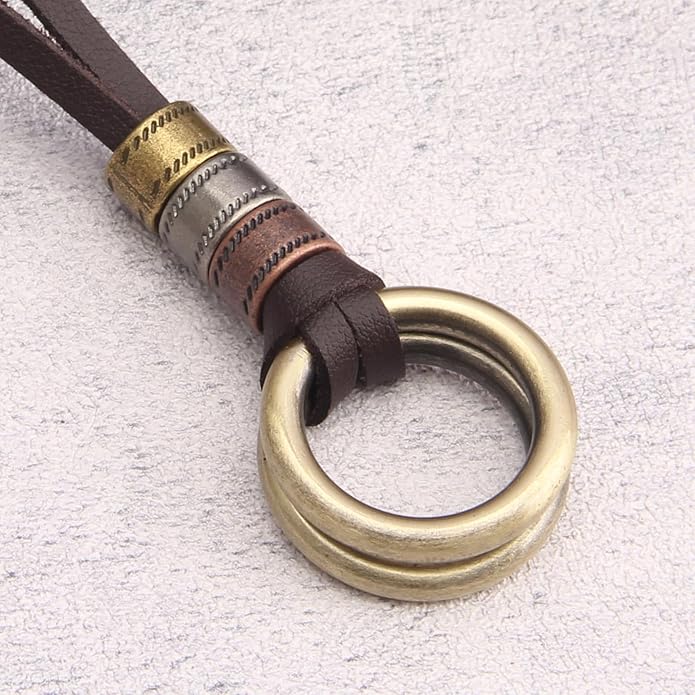 Long Boho Necklaces for Women Vintage Leather Wooden Pendant Y Choker Ethnic Style Gold Circle Hippie Sweater Necklace