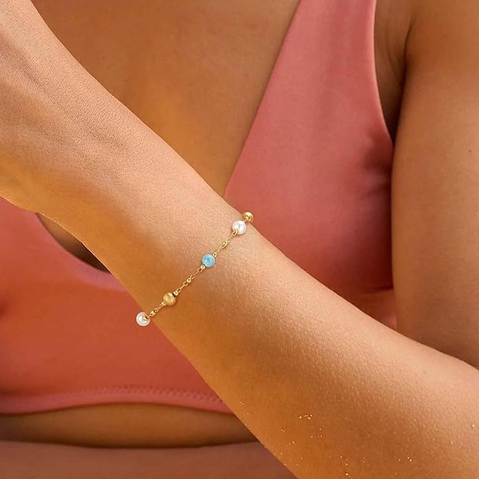 MTMY Gold Chain Bracelet for Women 14K Gold Plated Dainty Bracelets with Adjustable Chain Cute Bracelet Gold Trendy Jewelry