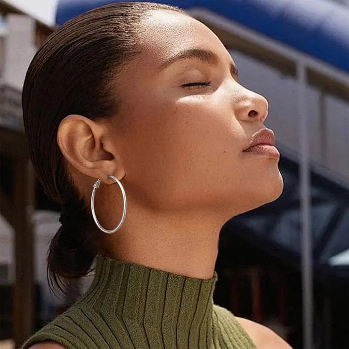 Gacimy Gold Hoop Earrings for Women 14K Gold Plated, 925 Sterling Silver Post Hypoallergenic Earrings Hoops for Women