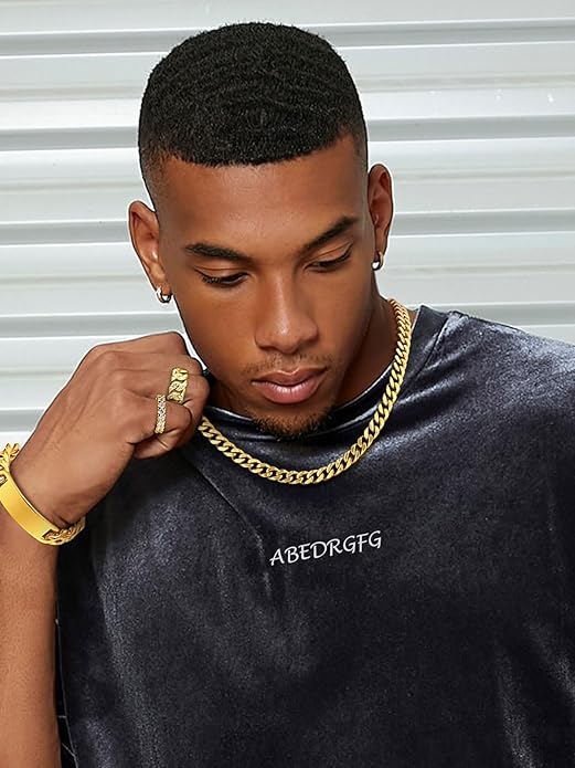 FindChic Men Curb Chain Necklace 18K Gold Plated/Stainless Steel/Black Chunky Double Tight Cuban Link Hip Hop Neck Chains for Men Boys 3.5MM/5MM/6MM/7MM/9MM/12MM 14''-30'' 8 Length Options (Send Gift Box)