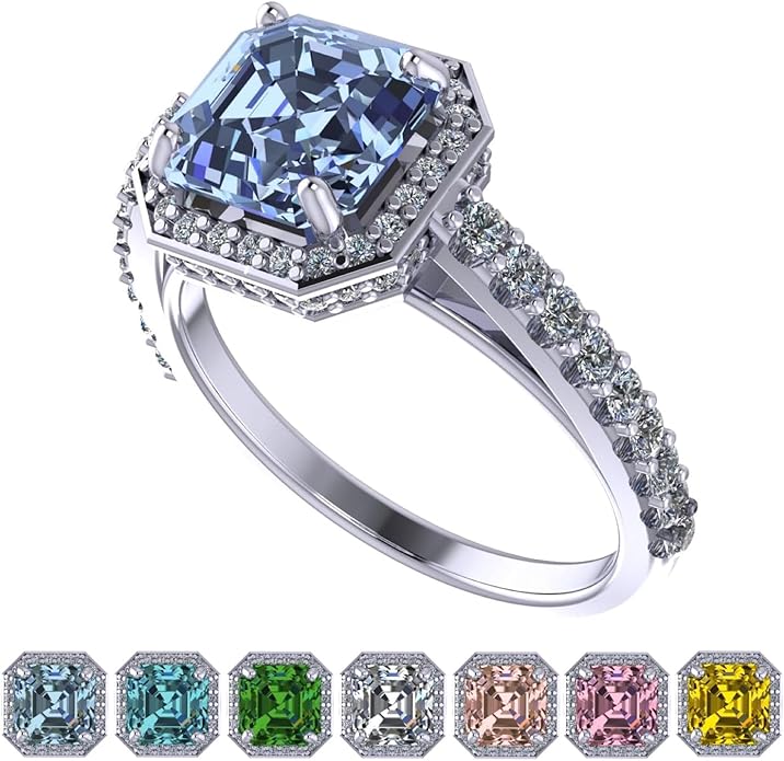NANA Jewels Sterling Silver Engagement Rings for Women - Choose Simulated Morganite, Citrine, Aquamarine & More