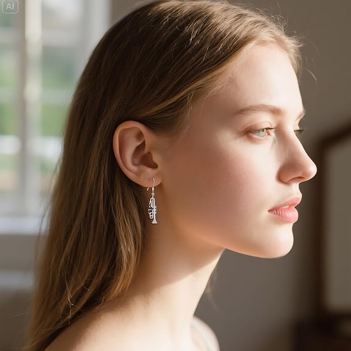 DNA Music/DNA/Piano/Moth/Sunflower/Trumpet Earring 925 Sterling Silver Astronaut/Raccoon/Moth/Sunflower Jewelry for Women