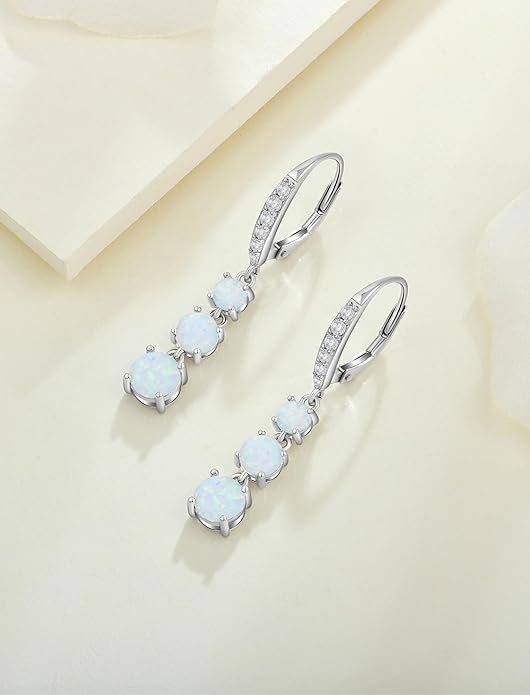 Starchenie Dangle Drop Earrings for Women 925 Sterling Silver Leverback Earrings Birthstone Jewelry