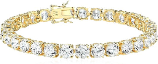 Amazon Essentials Plated Sterling Silver Round Cut Cubic Zirconia Tennis Bracelet