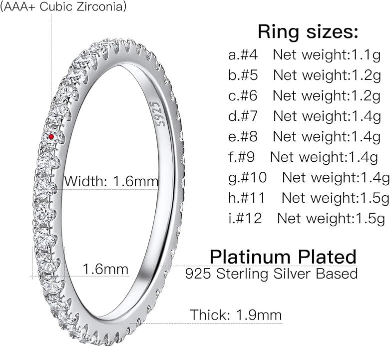 Suplight 925 Sterling Silver Wedding Band Rings, Full Cubic Zirconia Wishbone Ring Love/Lucky Engagement Promise Rings For Women, Size 4-12 (with Gift Box)