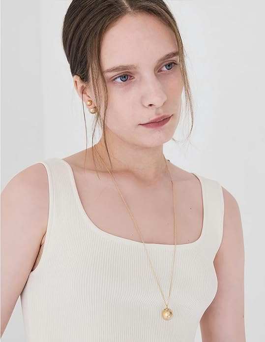 CANEVINKA 18K Gold Plated Pendant Long Chain Necklace Sweater Necklace Fashion Jewelry for Women
