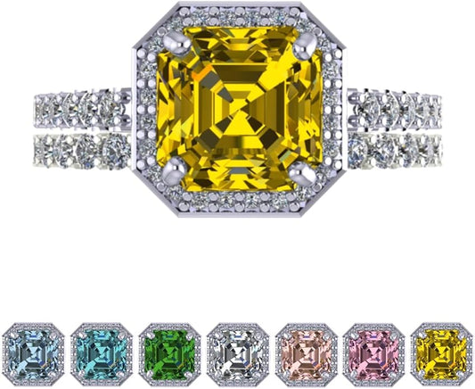 NANA Jewels Sterling Silver Engagement Rings for Women - Choose Simulated Morganite, Citrine, Aquamarine & More