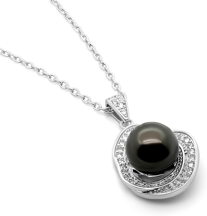 TRYNDI Real Tahitian Black Pearl Necklace Gifts for Women - Larger 11-12mm Luxury Pearl Womens Jewelry, Romantic Valentines Gift for Wife from Husband- Wedding Anniversary, Birthday, Mothers Day, Valentine Necklace for Girlfriend, Fiance & Soulmate