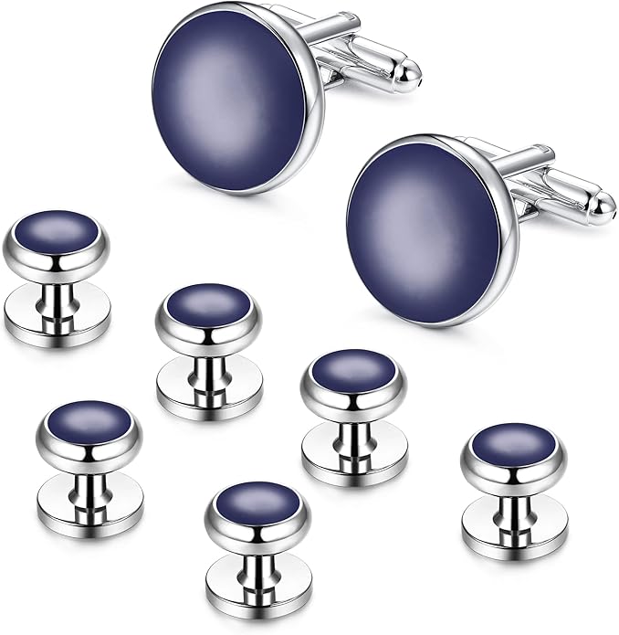 ORAZIO Cuff Links Mens Stainless Steel Cuff Links and Studs Set Gold Black Cufflinks for Men Tuxedo Studs Buttons for Formal Kit Business or Wedding Shirts