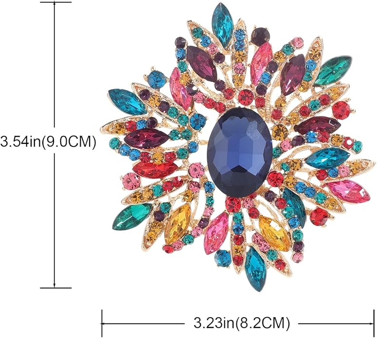 YOQUCOL Sunflower Shape Crystal Big Large Heavy Brooch Pin Rhinestone Scarf Decoration Corsage Cloth Pin for Women Girls