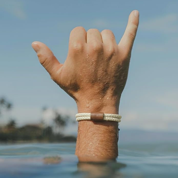 Rowdy Parrot The Driftwood FlexTech Adjustable Silicone Rope Bracelet: Waterproof, Sweatproof, Sunproof, Minimalist Surf, Golf Jewelry for Men - One Size Fits All
