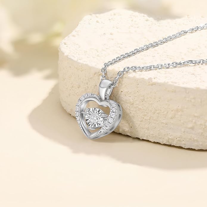 Sterling Silver Lab Grown Diamond Halo Pendant Necklace, Chain Included,ideal gift for anniversaries, birthdays, or any milestone celebration