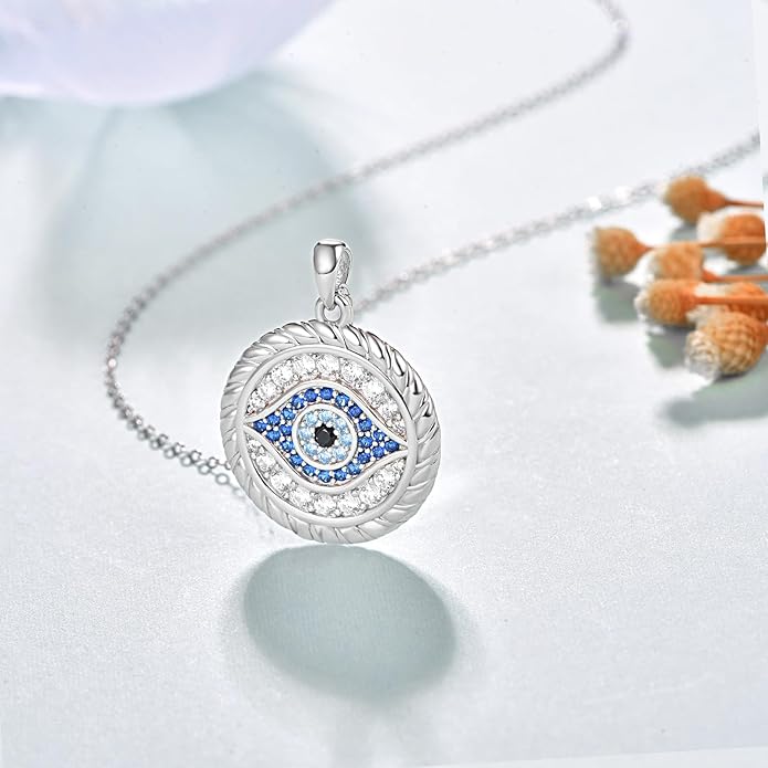 AENEAS Evil Eye Necklace for Women 925 Sterling Silver Necklace Ojo Turco Trendy Jewelry Gifts for Women Wife
