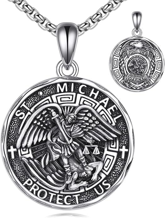 YFN Patron Saint Necklace Sterling Silver Amulet Medal Pendant Religious Protector Jewelry Gifts for Women Men