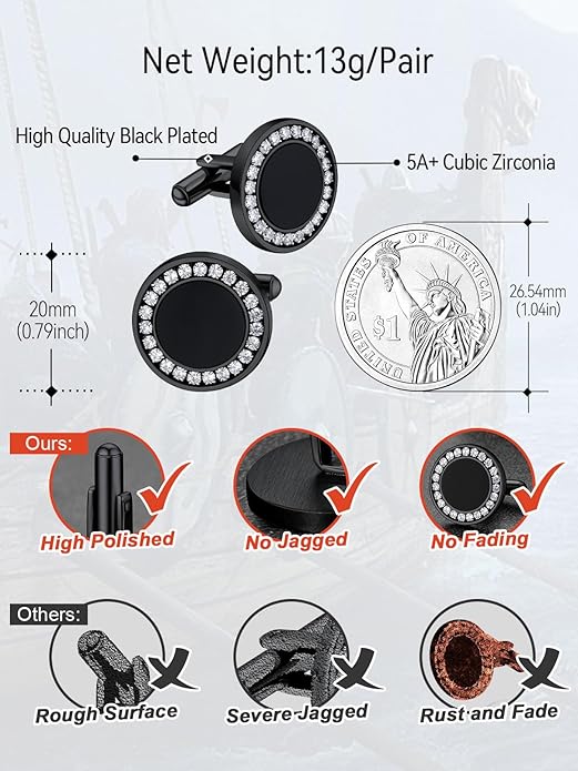 FaithHeart Mens Cufflinks, Norse Viking Tuxedo Shirt Cuff Links, Stainless Steel Cuff Links and Shirt Studs, Gift Box