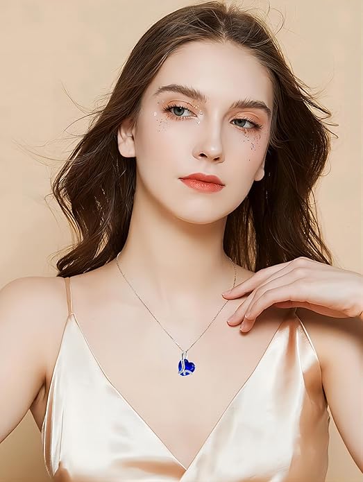 Women Heart Necklace 925 Sterling Silver I Love You Forever Pendant Necklace with Cubic Zirconia Jewelry