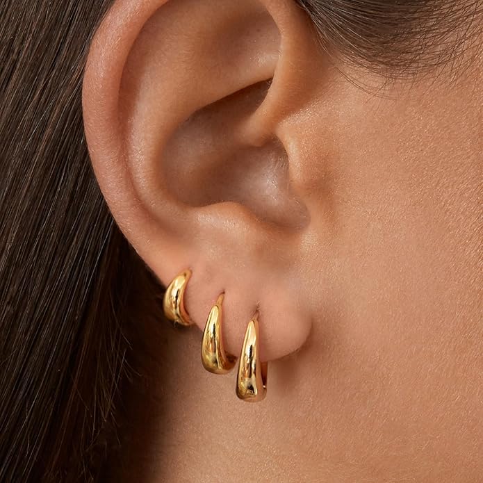 Hoop Earrings for Women 14K Gold Plated/Silver Hoops Simple Knot Huggie Small Hoop Earrings Set Trendy Hoops Everyday Wear Earrings for Women Jewelry