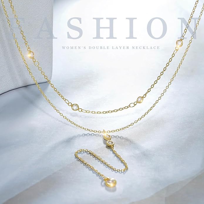 Suyi Lariat Necklace for Women Gold Dainty Long Necklace 14k Gold Plated Y-Shaped Necklaces