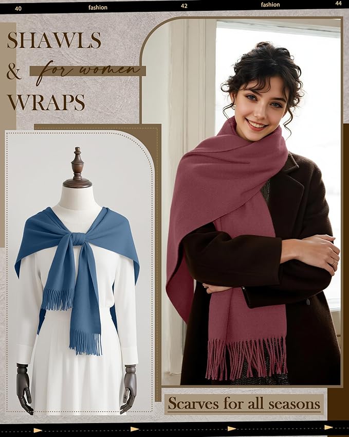 Oakgarden 3 Pack Winter Scarf for Women Pashmina Scarves Shawl Wraps Bridesmaid Gifts for Evening Dresses