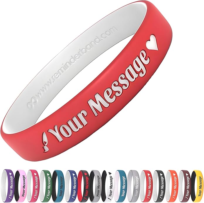 Reminderband Custom 100% Silicone Luxe Wristbands – Personalized Motivational Bracelets, Bulk Rubber Bands for Events, Fundraisers, Awareness, Gifts - Hypoallergenic Bands