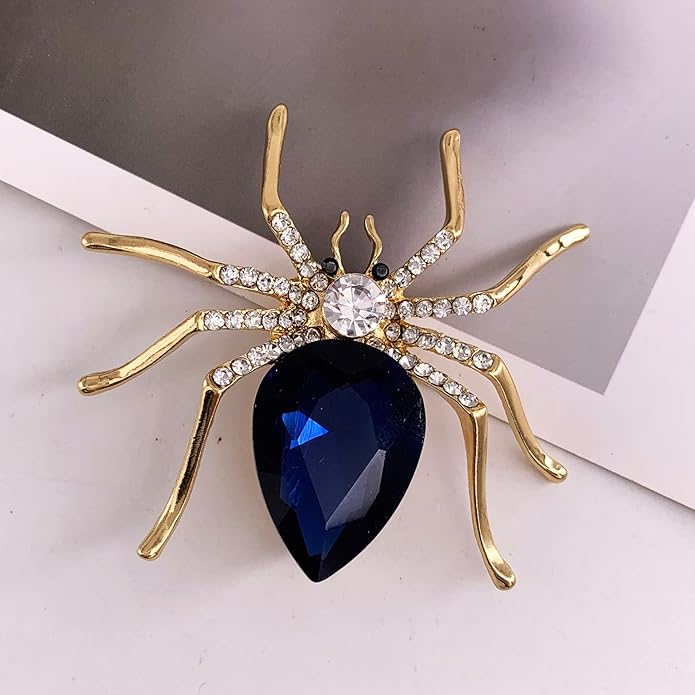 SELOVO Spider Scarf Brooch Pin Broach Crystal Jewelry Rose Gold Tone