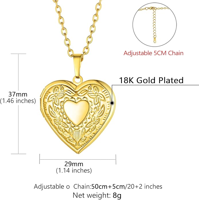 Supcare Locket Necklace That Holds Pictures-Engraved Photo Pendant Custom Jewellery Gifts for Men Women (with Jewellery Gift Box)
