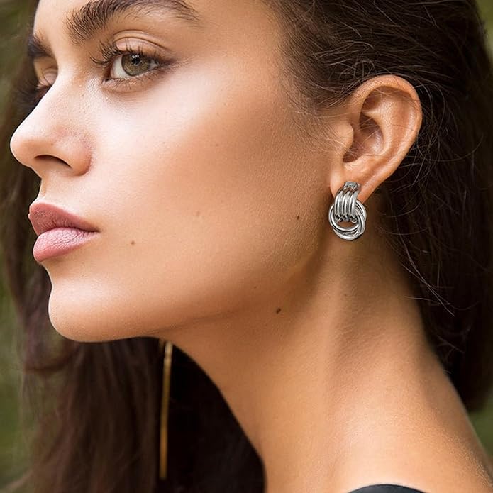 SHERLOVE Stocking Stuffers for Women Chunky Gold Knot Dangle Drop Earrings Trendy Statement Earrings Hypoallergenic Lightweight Gold Jewelry Women Christmas Gifts