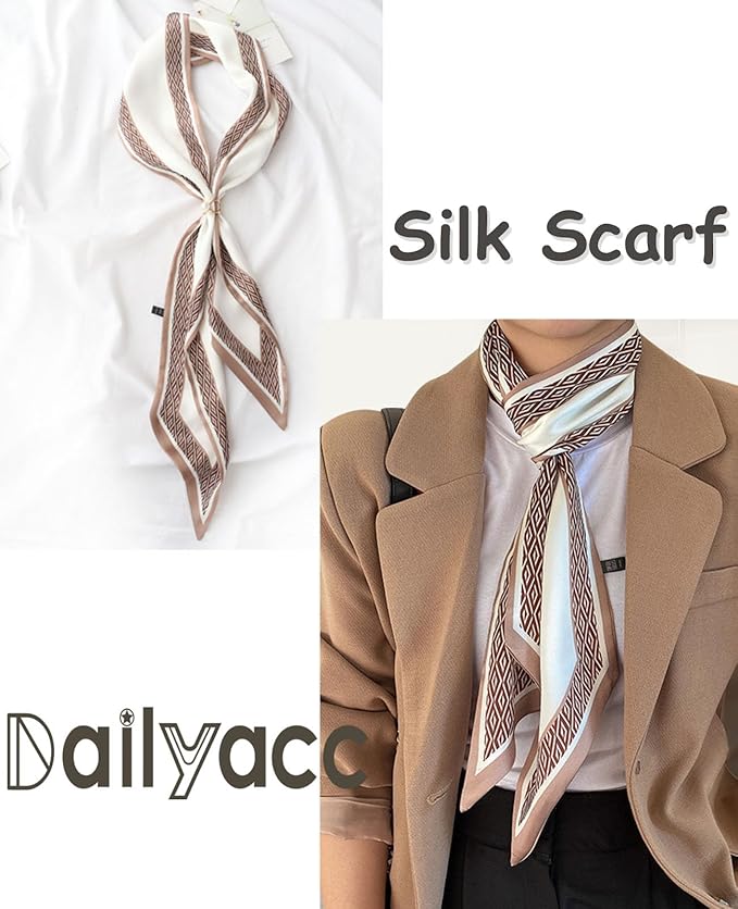 Dailyacc Hair Scarf for Women Fashion Silky Satin Headscarf Wrap Breathable Lightweight Neck Scarves For Handbag