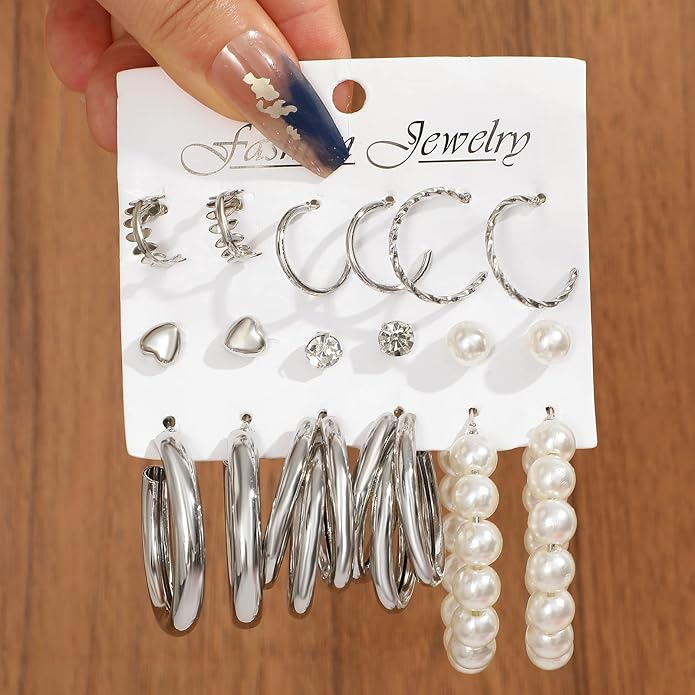 FAXHION 36 Pairs Gold Earrings Set for Women, Fashion Pearl Chain Link Stud Drop Dangle Earrings Multipack Hoop Earring Packs, Hypoallergenic Earrings for Birthday Party Jewelry
