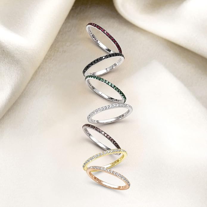 Santuzza 925 Sterling Silver Stackable Ring Engagement Wedding Band Stacking Ring for Women