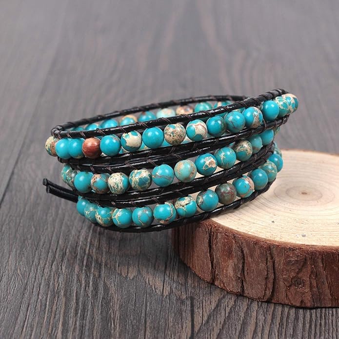 ZOSOJONA Boho Wrap Bead Bracelet for Women - Handmade Adjustable Natural Stone Beaded Bracelets Rope Yoga Healing Bracelet Bangle Hippie Jewelry