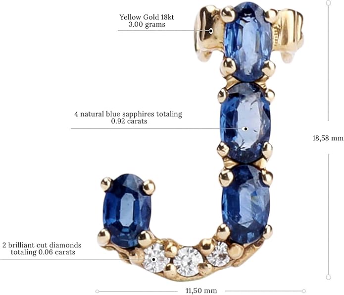 Albert Hern Blue Sapphire Initial Necklace With Diamonds & 18K Gold Chain | Irresistible Letter Pendants Jewelry | Perfect Valentine’s Day, Anniversary & Birthday Gift