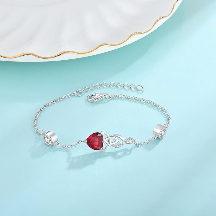 Infinity Celtic Knot Bracelet 925 Sterling Silver Birthstone Bracelet Irish Jewelry Gifts for Women