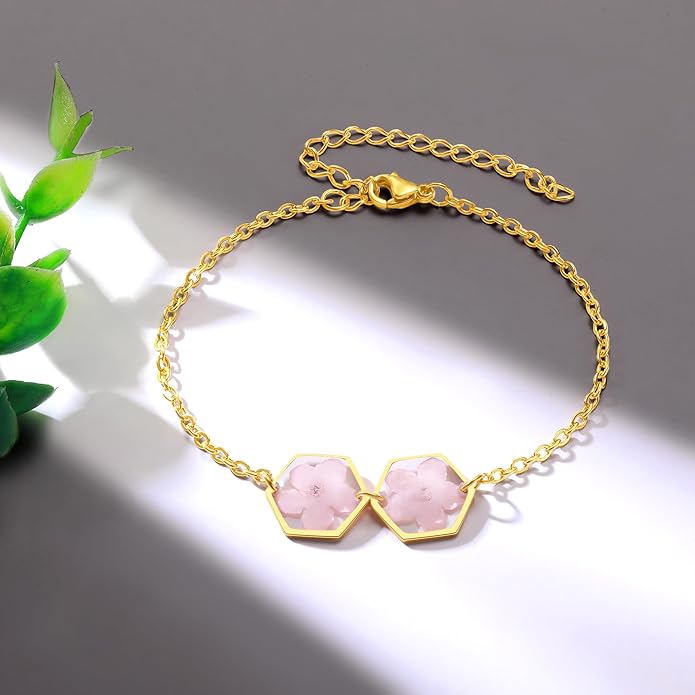 Forget-Me-Not Pressed Wildflower Bracelet | Pressed Flower Bracelet | Gold/Silver Pressed Flower Jewelry | Personalized Handmade Jewelry | Gift For Women