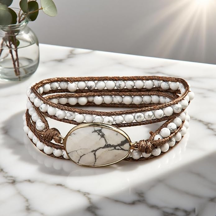 ZOSOJONA Boho Wrap Bead Bracelet for Women - Handmade Adjustable Natural Stone Beaded Bracelets Rope Yoga Healing Bracelet Bangle Hippie Jewelry
