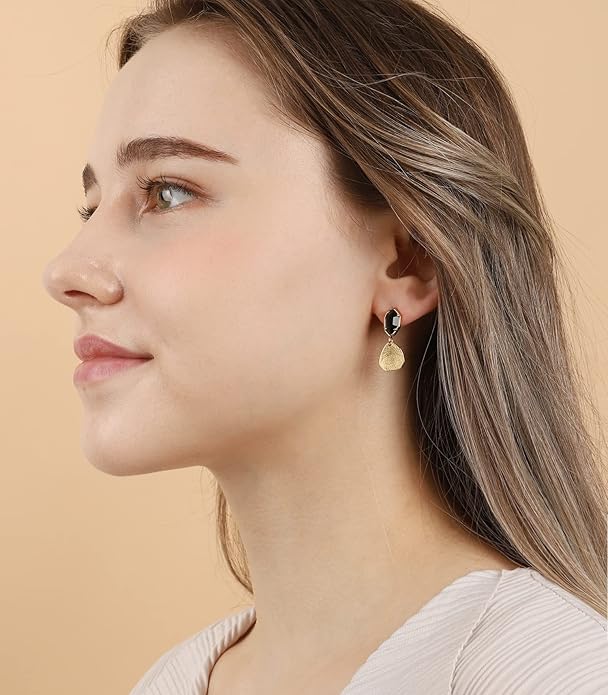 OZEL – Crystal Earrings for Women Dangle – 14K Gold Plated Lightweight Daily Fashion Earrings